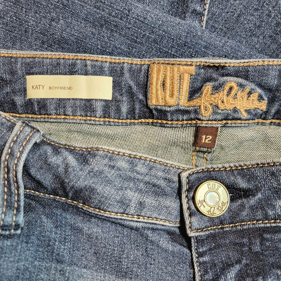 Kut from the Kloth Katy Boyfriend Jeans High Rise Blue Stretch Ankle Cuffed 12 - Picture 11 of 14